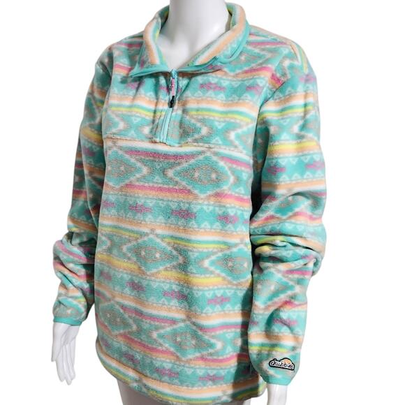 Chubbies Sweatshirt Mens Large Bright 1/4 Zip Pullover Tribal Fleece Commander N - Picture 5 of 9